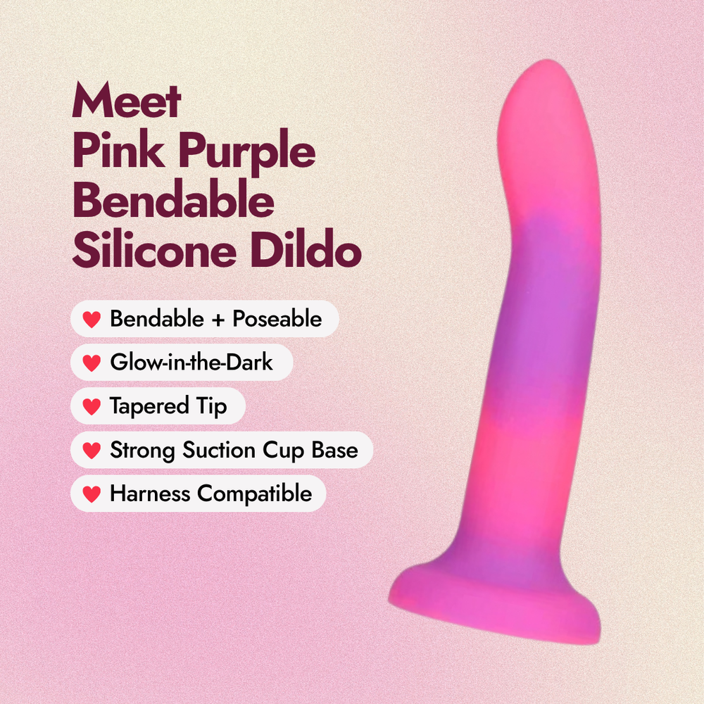 Pink Purple Rave Bendable Silicone Dildo