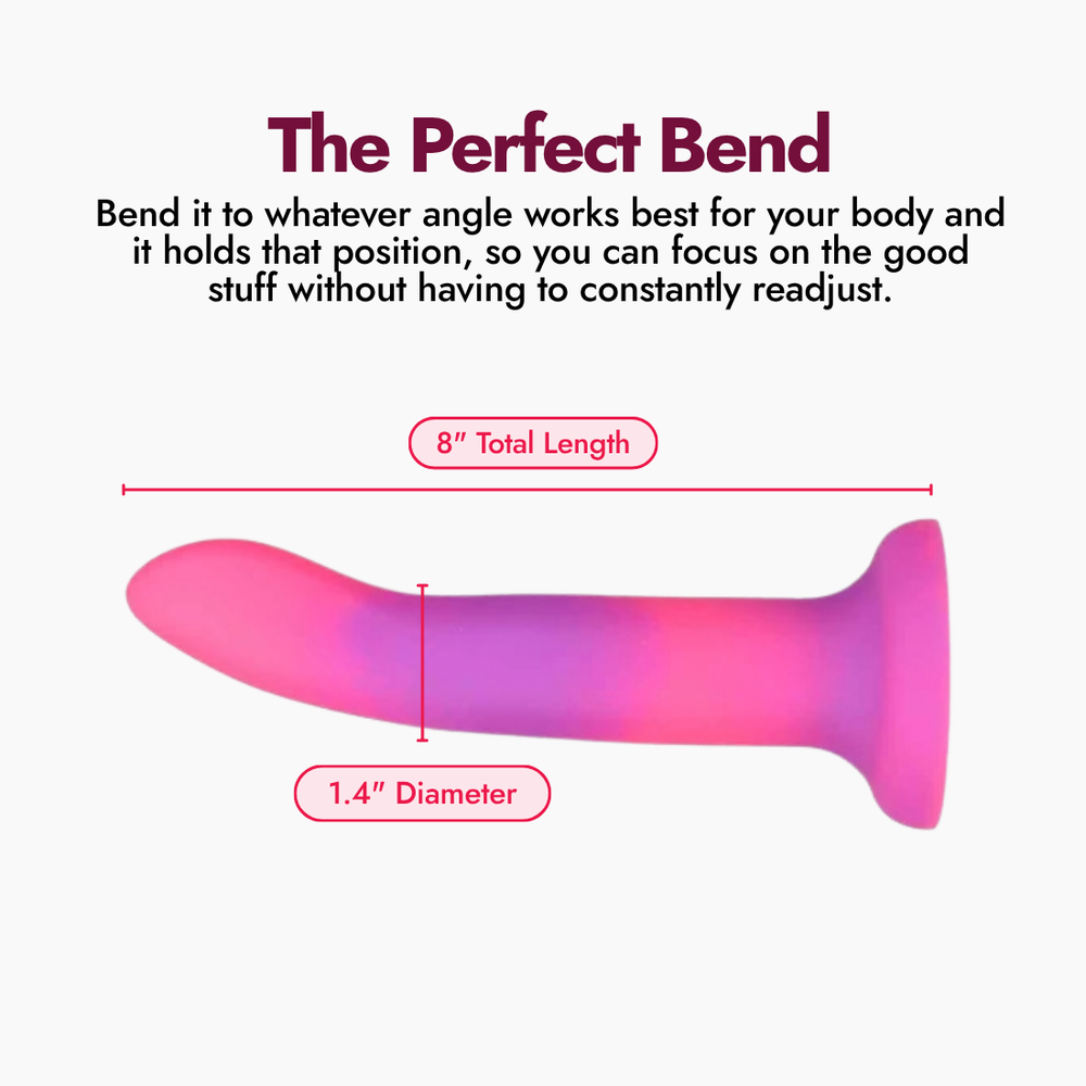 Pink Purple Rave Bendable Silicone Dildo