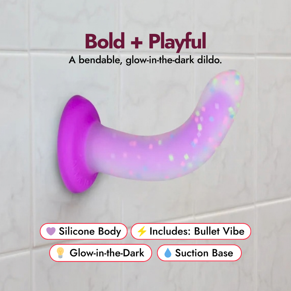 Bendable Glow in the Dark Confetti Dildo